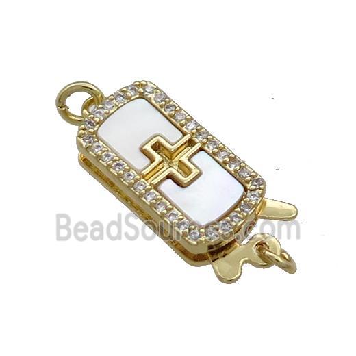 Copper Slide Clasp Pave Shell Zircon 18K Gold Plated