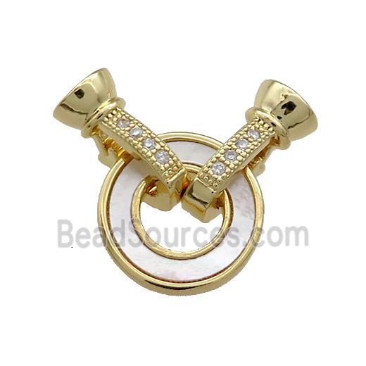 Copper Clasp Pave Shell Zircon Circle 18K Gold