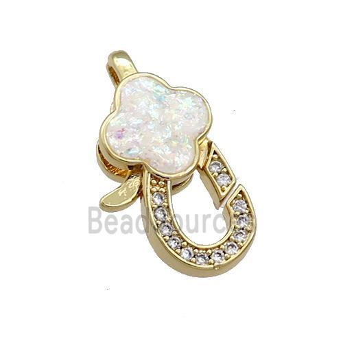 Copper Lobster Clasp Pave Fire Opal Zircon 18K Gold