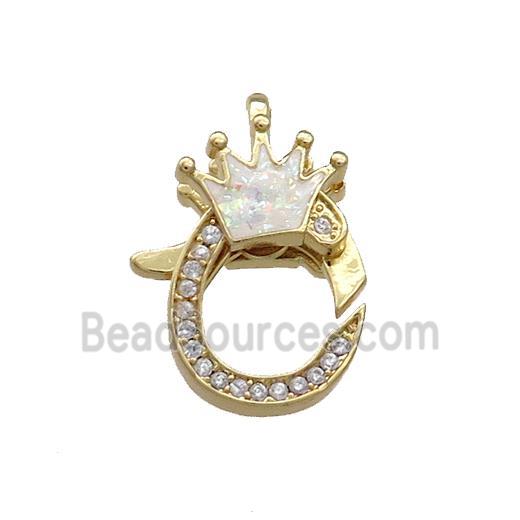 Copper Lobster Clasp Pave Fire Opal Zircon Crown 18K Gold