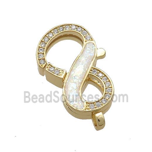 Copper Lobster Clasp Pave Fire Opal Zircon 18K Gold