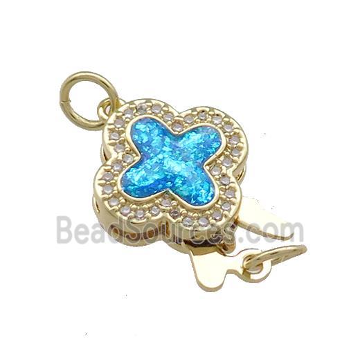 Copper Slide Clasp Pave Fire Opal Zircon Clover 18K Gold