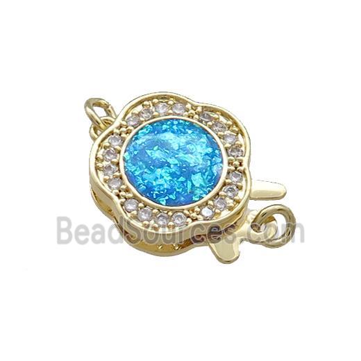 Copper Slide Clasp Pave Fire Opal Zircon Flower 18K Gold