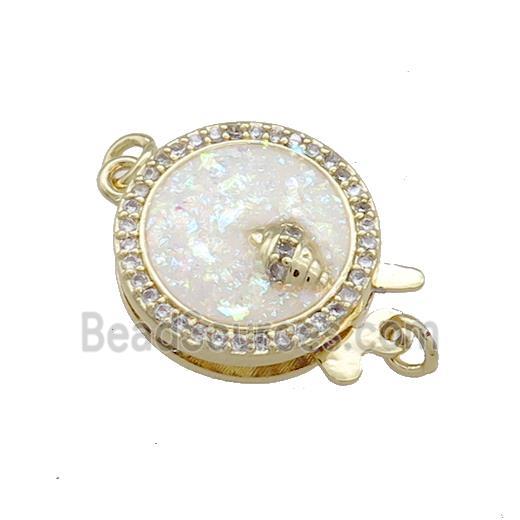 Copper Slide Clasp Pave Fire Opal Zircon Snail 18K Gold