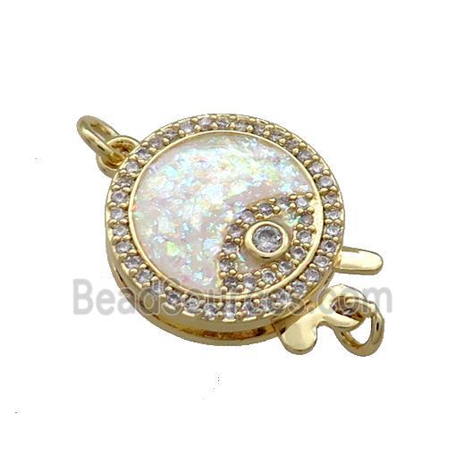 Copper Slide Clasp Pave Fire Opal Zircon Eye 18K Gold