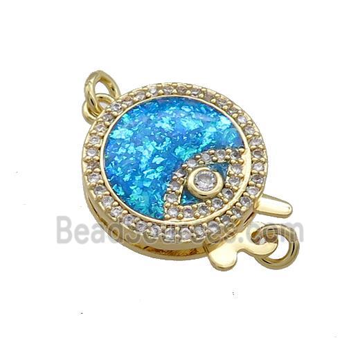 Copper Slide Clasp Pave Fire Opal Zircon Eye 18K Gold