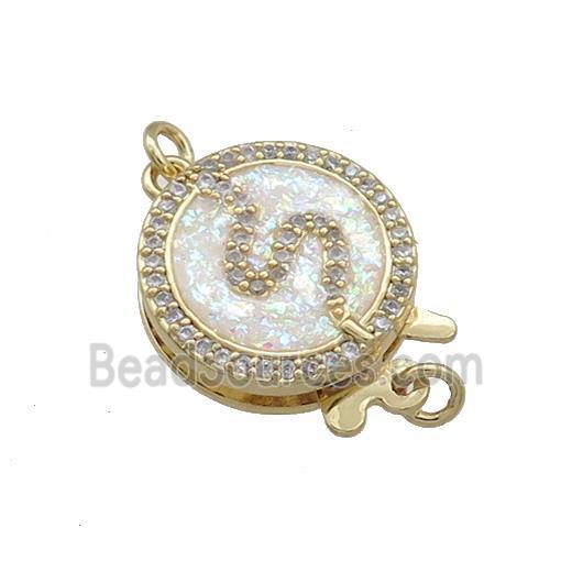 Copper Slide Clasp Pave Fire Opal Zircon Snake 18K Gold