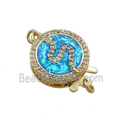 Copper Slide Clasp Pave Fire Opal Zircon Snake 18K Gold