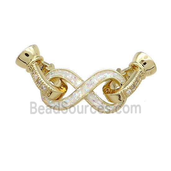 Copper Clasp Pave Fire Opal Zircon Infinity 18K Gold