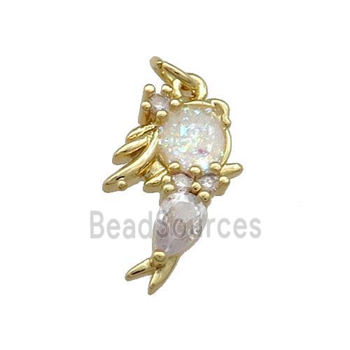 Copper Kids Pendant Pave Fire Opal Zircon 18K Gold