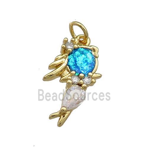 Copper Kids Pendant Pave Fire Opal Zircon 18K Gold