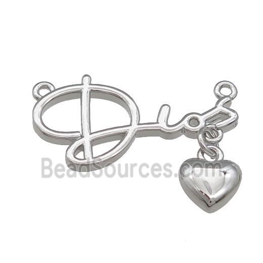 Copper Heart Pendant Love 2loops Platinum Plated