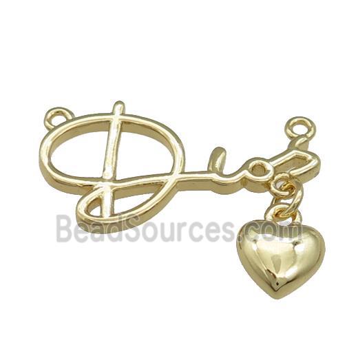 Copper Heart Pendant Love 2loops Gold Plated