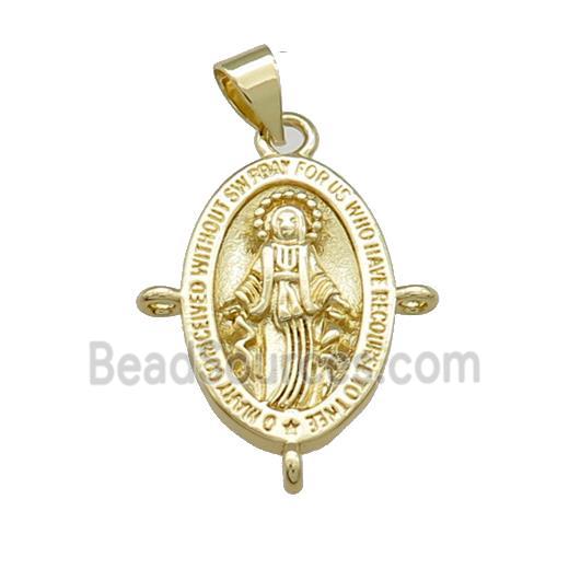 Copper Jesus Pendant Religious Medal Oval Gold Plated