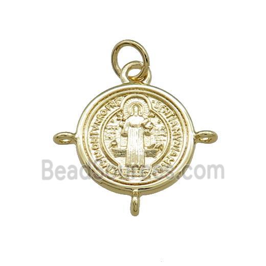 Copper Jesus Pendant Religious Medal Charms Circle Gold Plated