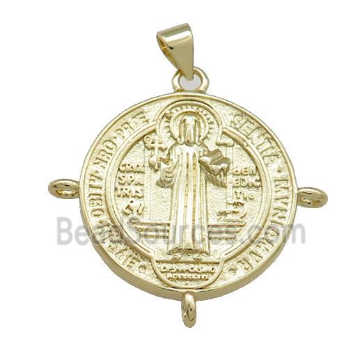 Copper Jesus Pendant Religious Medal Charms Circle Gold Plated