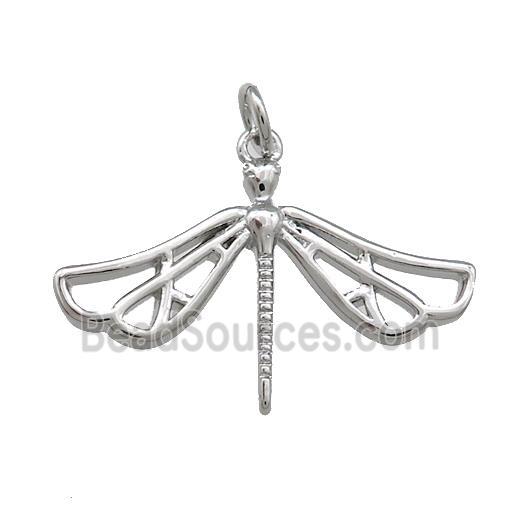 Copper Dragonfly Pendant Platinum Plated