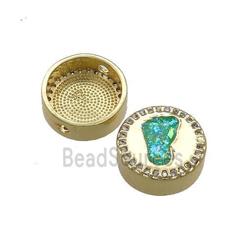 Copper Button Beads Pave Green Fire Opal Barefoot 18K Gold Plated