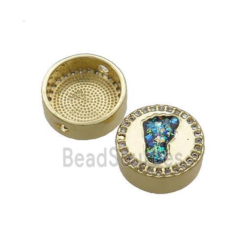 Copper Button Beads Pave Multicolor Fire Opal Barefoot 18K Gold Plated