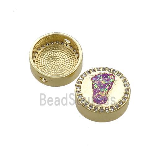 Copper Button Beads Pave Fuchsia Fire Opal Barefoot 18K Gold Plated