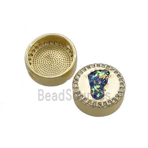 Copper Button Beads Pave Multicolor Fire Opal Barefoot 18K Gold Plated