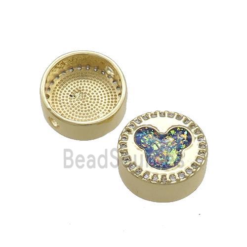 Copper Button Beads Pave Multicolor Fire Opal 18K Gold Plated