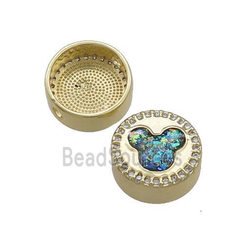 Copper Button Beads Pave Fire Opal 18K Gold Plated