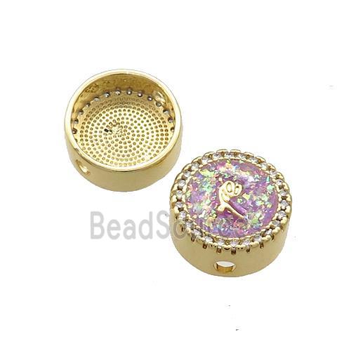 Copper Button Beads Pave Fuchsia Fire Opal 18K Gold Plated