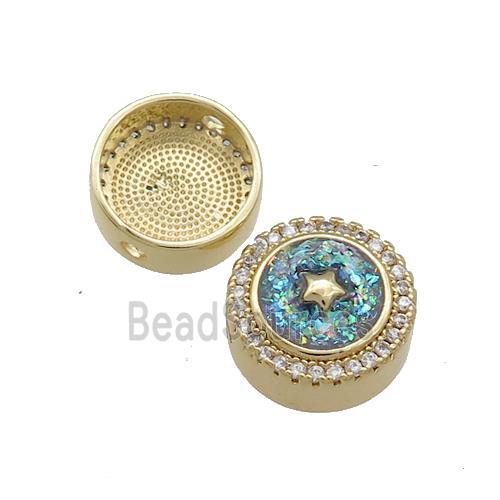 Copper Button Beads Pave Fire Opal Star 18K Gold Plated