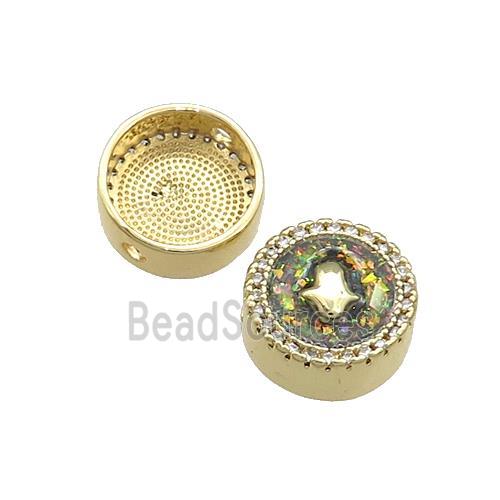 Copper Button Beads Pave Fire Opal Hand 18K Gold Plated