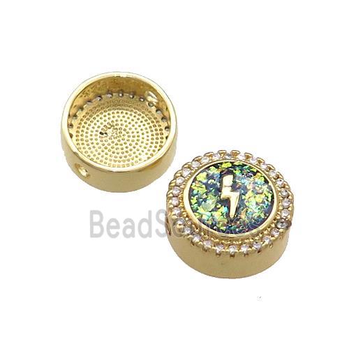 Copper Button Beads Pave Fire Opal Lightning 18K Gold Plated