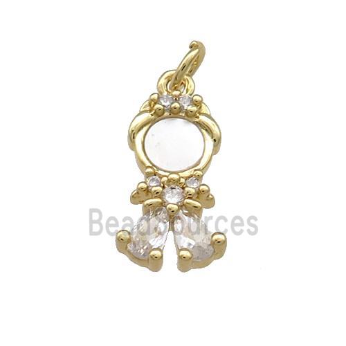 Copper Kids Pendant Pave Shell Zircon 18K Gold Plated