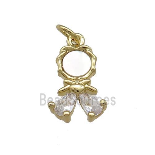 Copper Kids Pendant Pave Shell Zircon 18K Gold Plated