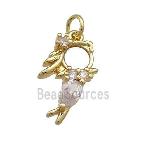 Copper Kids Pendant Pave Shell Zircon 18K Gold Plated