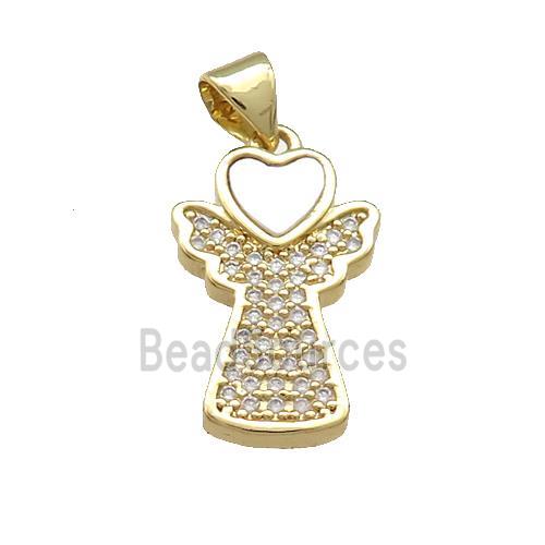 Copper Angel Charms Pendant Pendant Pave Shell Zircon 18K Gold Plated