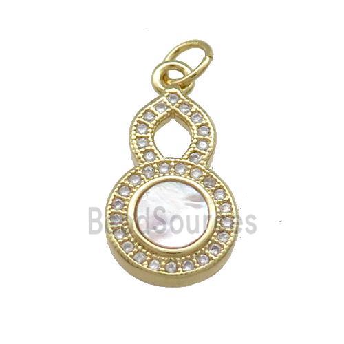 Copper Gourd Pendant Pave Shell Zircon 18K Gold Plated