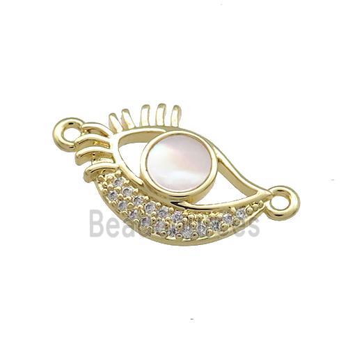 Copper Eye Charms Connector Pave Shell Zircon 18K Gold Plated