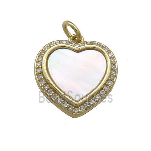 Copper Heart Pendant Pave Shell Zircon 18K Gold Plated