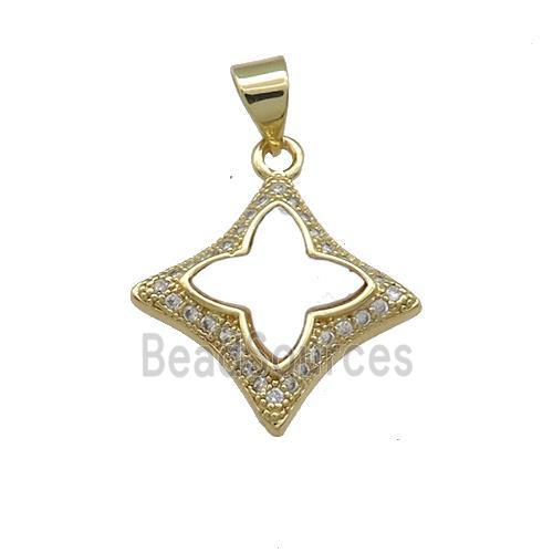 Copper Star Pendant Pave Shell Zircon 18K Gold Plated