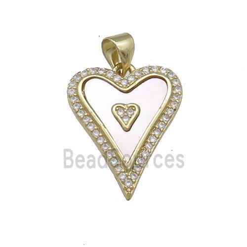 Copper Heart Pendant Pave Shell Zircon 18K Gold Plated