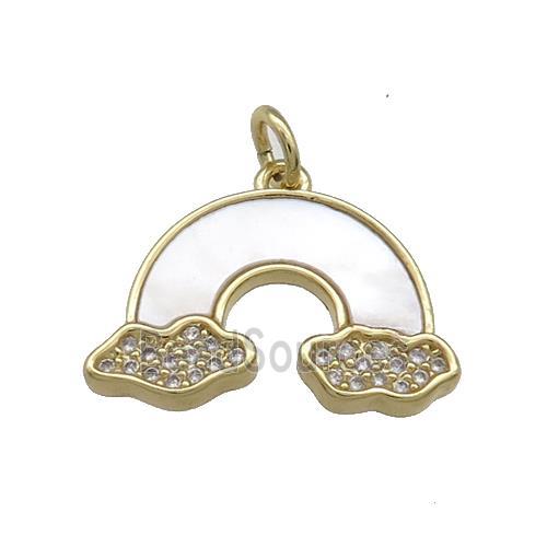 Copper Rainbow Pendant Pave Shell Zircon 18K Gold Plated