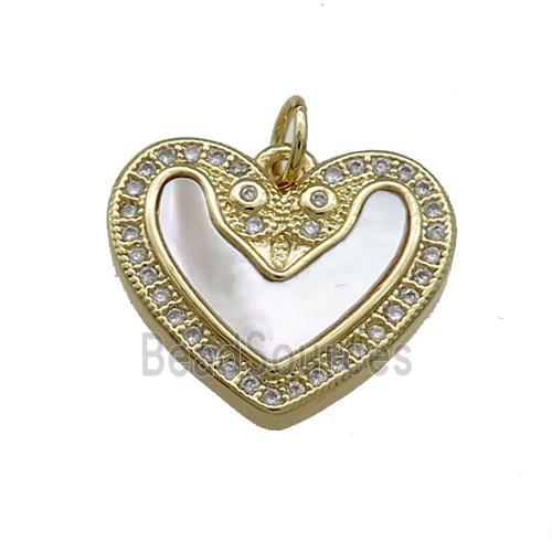 Copper Heart Pendant Pave Shell Zircon 18K Gold Plated