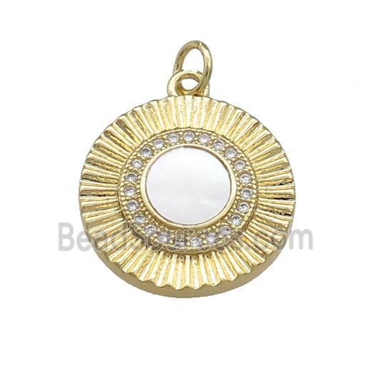 Copper Sun Pendant Pave Shell Zircon 18K Gold Plated