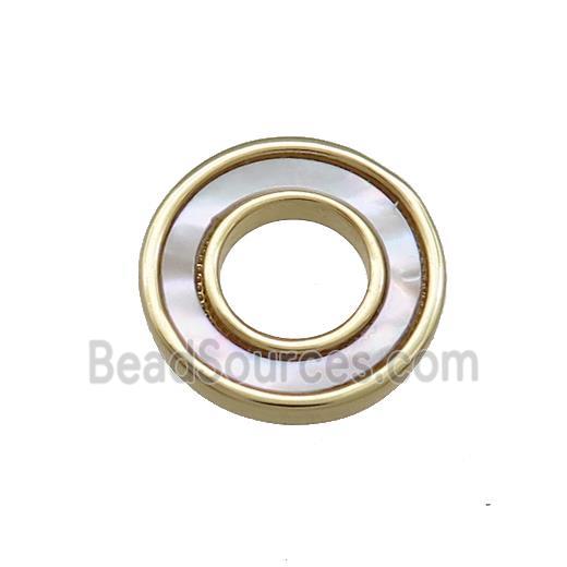 Copper Circle Pendant Pave Shell 18K Gold Plated