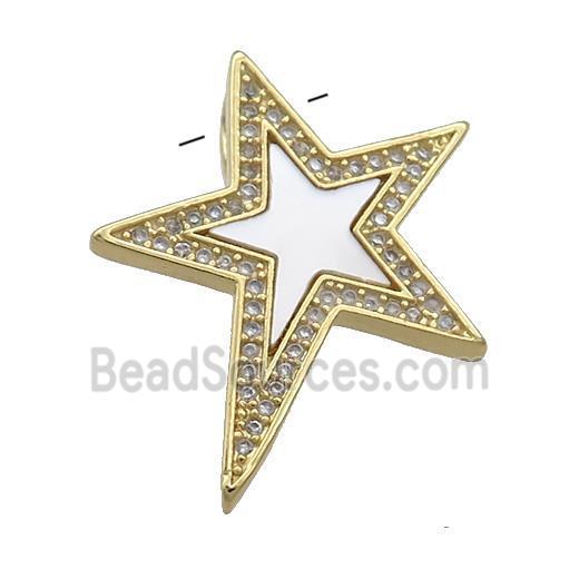 Copper Star Pendant Pave Shell Zircon 18K Gold Plated