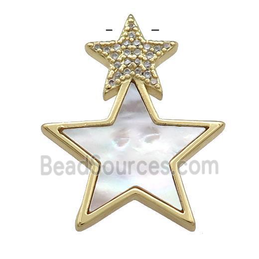 Copper Star Pendant Pave Shell Zircon 18K Gold Plated