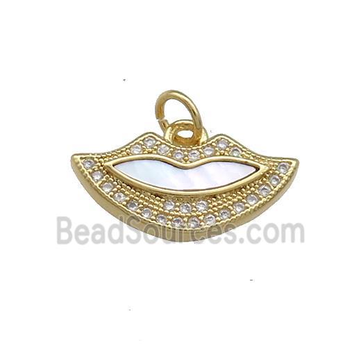 Copper Lips Charms Pendant Pave Shell Zircon 18K Gold Plated