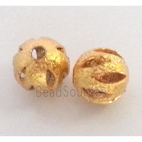 colorfast copper bead, matte round, gold plated