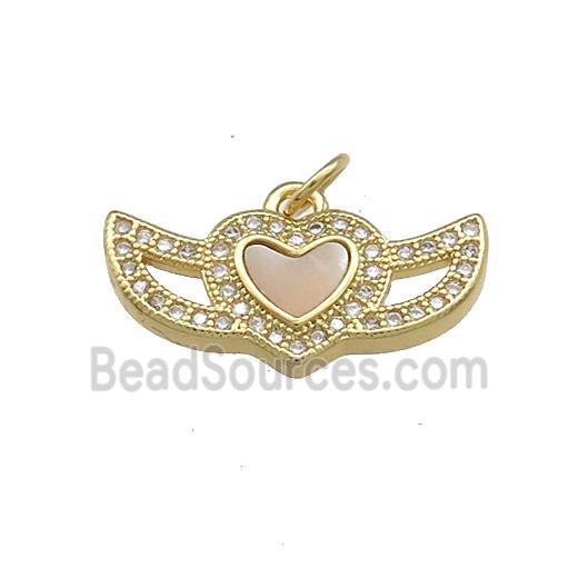 Copper Eyemask Pendant Pave Shell Zircon 18K Gold Plated