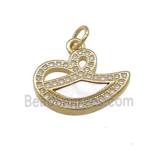 Copper Pendant Pave Shell Zircon 18K Gold Plated